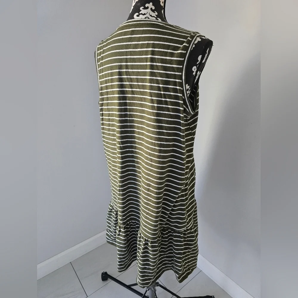 Sonoma Green and White Striped Sleeveless Dress Size XL